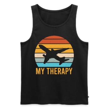 Aircraft Airplane Pilot Captain - Flying My Therap - Männer Premium Bio Tank Top - Schwarz - Vorne - AI Model Male 178 light (178cm)