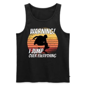 Warnung Ich springe über alles Skateboard -Skatebo - Männer Premium Bio Tank Top - Schwarz - Vorne - Michal (187cm)