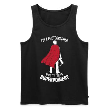 Ich bin ein Fotograf Was ist dein Superpower-Foto - Männer Premium Bio Tank Top - Schwarz - Vorne - Michal (187cm)