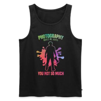 Photography doesn't make me so happy - - Men's Premium Organic Tank Top - black - Front - Michal (187cm)
