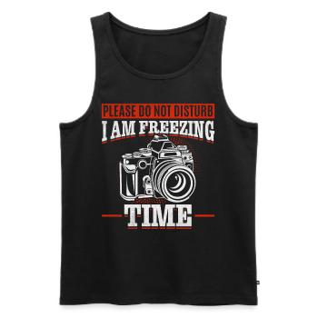 Please Do Not Disturb I Am Freezing Time — - Männer Premium Bio Tank Top - Schwarz - Vorne - Michal (187cm)