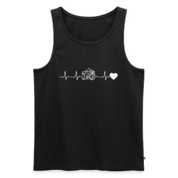 Photographie Photo Heartbeat Heart Camera Photographe - Débardeur bio Premium Homme - noir - Devant - Michal (187cm)