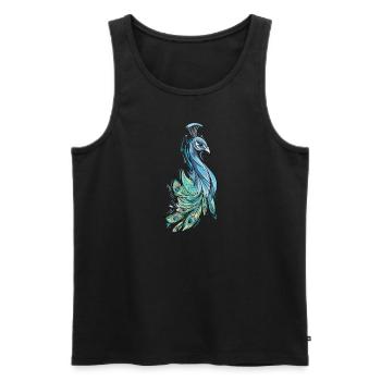 Peacock I Peacock Eye Motif avec plume de paon - Débardeur bio Premium Homme - noir - Devant - AI Model Male 178 light (178cm)