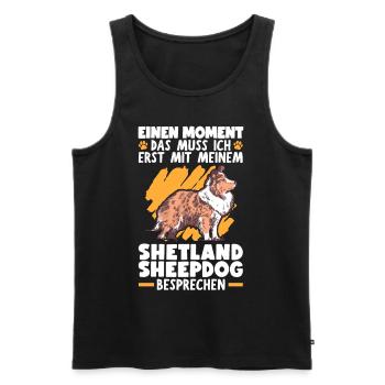 Mit meinem Shetland Sheepdog besprechen - Männer Premium Bio Tank Top - Schwarz - Vorne - Michal (187cm)