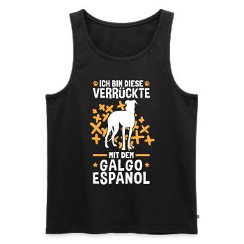 Ich bin die Verrückte mit dem Galgo Espanol - Männer Premium Bio Tank Top - Schwarz - Vorne - Michal (187cm)