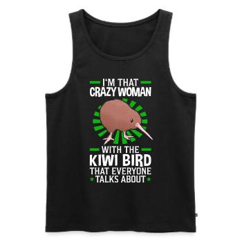 Verrückte Kiwi Vogel Frau Schnepfenstrauß - Männer Premium Bio Tank Top - Schwarz - Vorne - Michal (187cm)