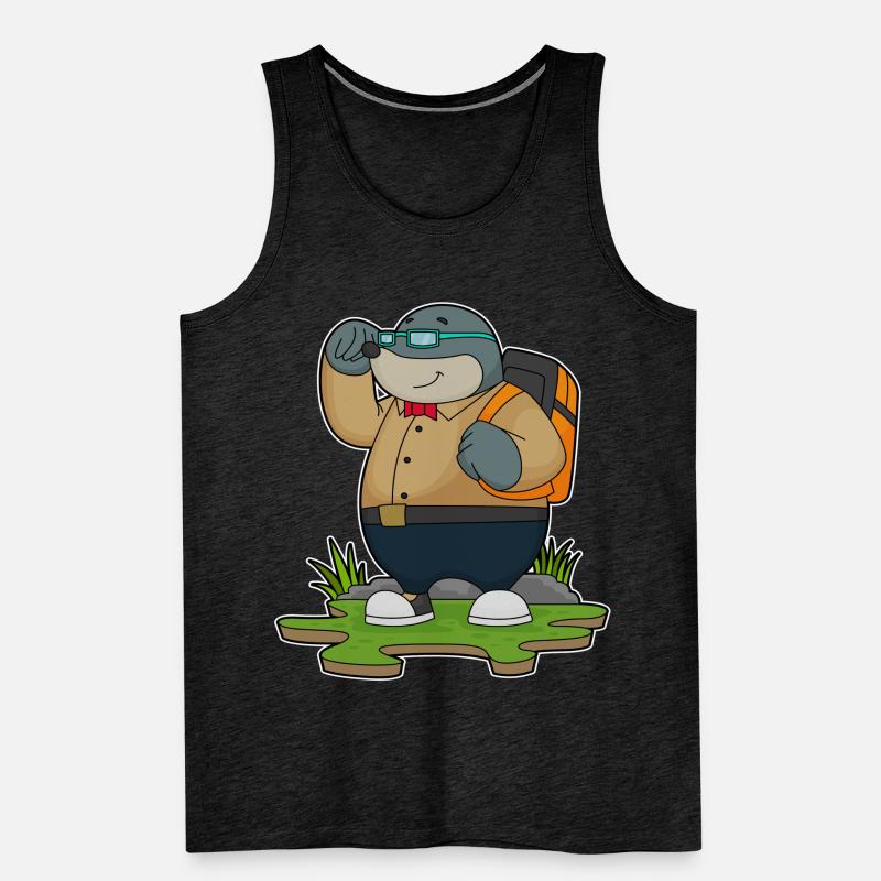 Mole as a hiker with backpack Men's Premium Organic Tank Top