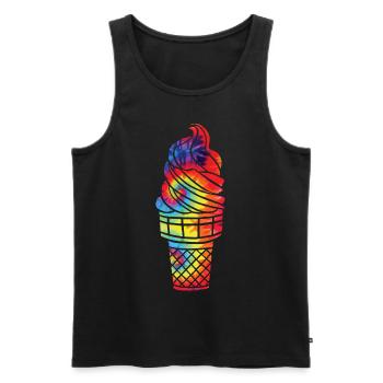 Ice Cream Tie Dye Cone Sundae - Männer Premium Bio Tank Top - Schwarz - Vorne - AI Model Male 178 light (178cm)