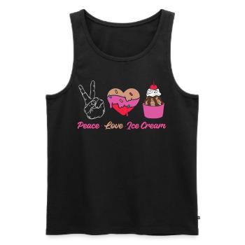 Cône de crème glacée Peace Love Ice - Débardeur bio Premium Homme - noir - Devant - Michal (187cm)