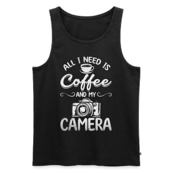 Fotografie Alles was ich brauche ist Kaffee und - Männer Premium Bio Tank Top - Schwarz - Vorne - Michal (187cm)