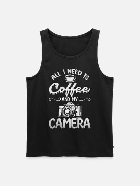 Fotografie Alles was ich brauche ist Kaffee und - Männer Premium Bio Tank Top - Schwarz