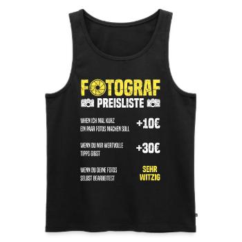 Fotograf Preisliste Fotografen Kamera Fotograf - Männer Premium Bio Tank Top - Schwarz - Vorne - Michal (187cm)