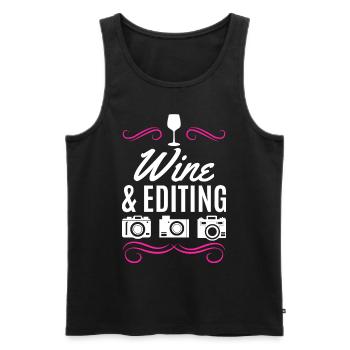 Fotografie Wein & Schnitt Foto Kamerafotograf - Männer Premium Bio Tank Top - Schwarz - Vorne - AI Model Male 178 light (178cm)