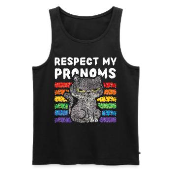 Respect my pronoms Regenbogen Lgbtq Pride Katzen - Männer Premium Bio Tank Top - Schwarz - Vorne - AI Model Male 178 light (178cm)