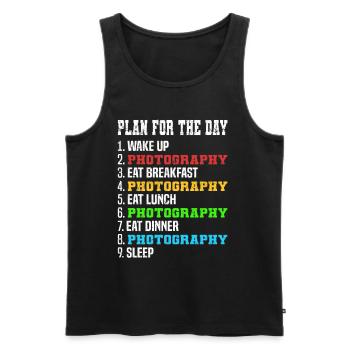 Photographer's plan for the day - Men's Premium Organic Tank Top - black - Front - AI Model Male 178 light (178cm)