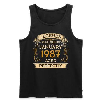 Birthday Legends est né en janvier 1987 - Débardeur bio Premium Homme - noir - Devant - Michal (187cm)