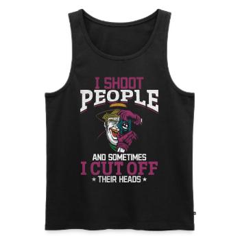 I shoot people, sometimes I cut - Men's Premium Organic Tank Top - black - Front - AI Model Male 178 light (178cm)