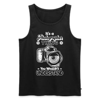 Es ist eine Sache mit der Fotografie, die man - Männer Premium Bio Tank Top - Schwarz - Vorne - AI Model Male 178 light (178cm)