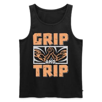 Grip And Trip Arm Wrestling - Men's Premium Organic Tank Top - black - Front - Michal (187cm)