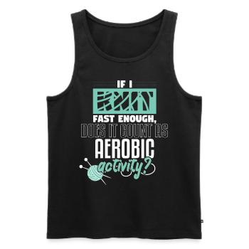 Knit Fast Enough Aerobic Activity Knitting - Men's Premium Organic Tank Top - black - Front - Michal (187cm)