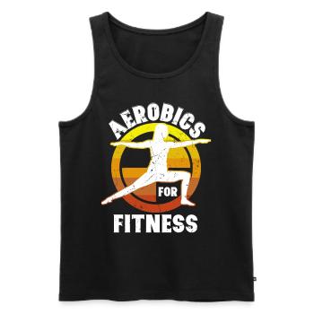 Aerobics For Fitness Vintage Distressed - Men's Premium Organic Tank Top - black - Front - Michal (187cm)