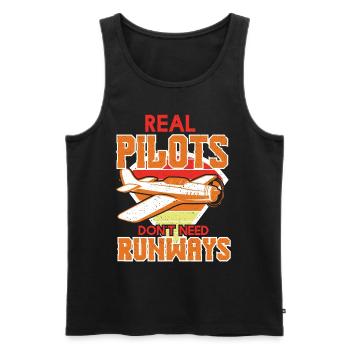 Real Pilots Dont Need Runways - Men's Premium Organic Tank Top - black - Front - Michal (187cm)
