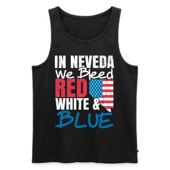 In Nevada we bleed white and blue USA America - Men's Premium Organic Tank Top - black - Front - AI Model Male 178 light (178cm)