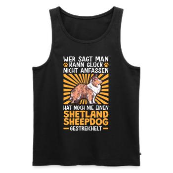 Einen Shetland Sheepdog streicheln Sheltie - Männer Premium Bio Tank Top - Schwarz - Vorne - Michal (187cm)