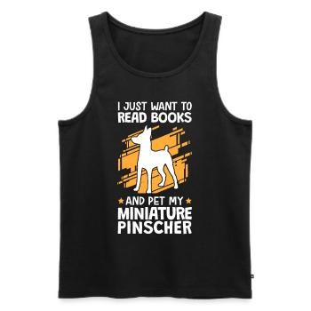 Coup de Pinscher nain et lecture de Pinscher - Débardeur bio Premium Homme - noir - Devant - Michal (187cm)