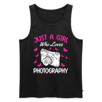 Photographe Girl Just a Girl, Photographie - Débardeur bio Premium Homme - noir - Devant - AI Model Male 178 light (178cm)