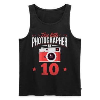Photographie Ce petit photographe existe depuis 10 ans - Débardeur bio Premium Homme - noir - Devant - Michal (187cm)