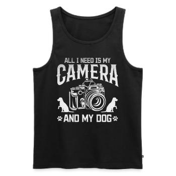 Fotografie Alles was ich brauche ist meine Kamera - Männer Premium Bio Tank Top - Schwarz - Vorne - Michal (187cm)