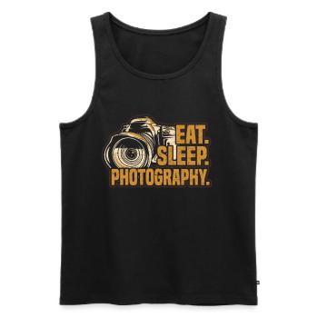 Eat Sleep Photographie Photo Caméra Photographe - Débardeur bio Premium Homme - noir - Devant - Michal (187cm)
