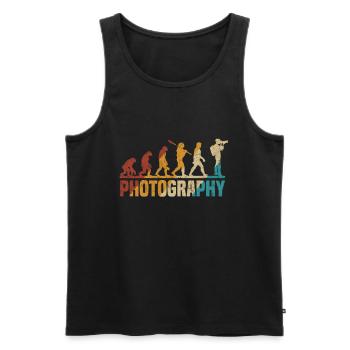 Photo Retro Photographer Evolution Photography - Men's Premium Organic Tank Top - black - Front - AI Model Male 178 light (178cm)