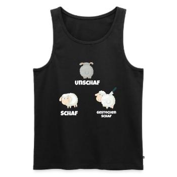 Fotografie: Schafe ohne Schafe, gestochen - Männer Premium Bio Tank Top - Schwarz - Vorne - Michal (187cm)