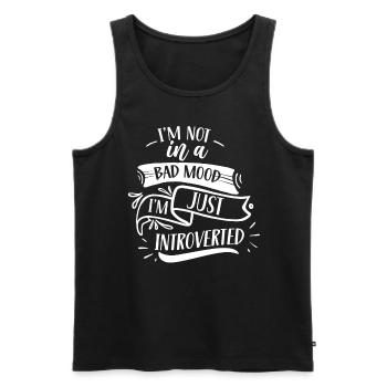 Pas de mauvaise humeur je suis juste un introverti - Débardeur bio Premium Homme - noir - Devant - AI Model Male 178 light (178cm)