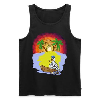 Ahoi Caribbean Island Bateau à rames Seagull Captain Trip - Débardeur bio Premium Homme - noir - Devant - Michal (187cm)