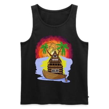 Adventure Leisure Travel Holiday Boat Caribbean Island - Men's Premium Organic Tank Top - black - Front - Michal (187cm)