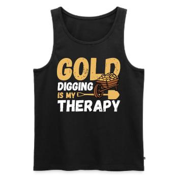Gold Digging Is My Therapy Gold Panning Gold - Männer Premium Bio Tank Top - Schwarz - Vorne - Michal (187cm)