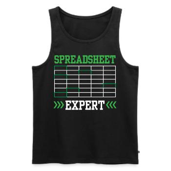 Table de travail Spreadsheet Expert Accountant - Débardeur bio Premium Homme - noir - Devant - AI Model Male 178 light (178cm)