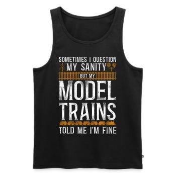 Steam Train Driver Trainspotting - Männer Premium Bio Tank Top - Schwarz - Vorne - Michal (187cm)