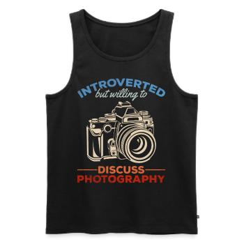 Photographe introverti, mais prêt à parler de - Débardeur bio Premium Homme - noir - Devant - Michal (187cm)