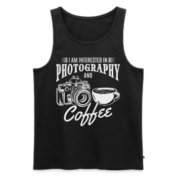 Ich interessiere mich für Fotografie und Kaffee - - Männer Premium Bio Tank Top - Schwarz - Vorne - Michal (187cm)