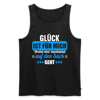 Glück ist wenn mir niemand auf den Sack geht - Männer Premium Bio Tank Top - Schwarz - Vorne - Michal (187cm)