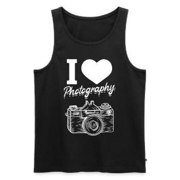 Fotokamera-Fotograf Ich liebe Fotografie - Männer Premium Bio Tank Top - Schwarz - Vorne - Michal (187cm)