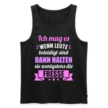 Ich mag es wenn Leute beleidigt sind halten Fresse - Männer Premium Bio Tank Top - Schwarz - Vorne - Michal (187cm)