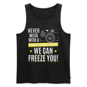 Never mess with a photographer, we can - Men's Premium Organic Tank Top - black - Front - Michal (187cm)