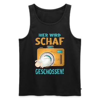 Fotografie: Schafe werden hier geschossen Fotograf - Männer Premium Bio Tank Top - Schwarz - Vorne - AI Model Male 178 light (178cm)