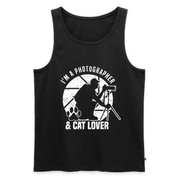 Fotografie Ich bin ein Fotograf & Katzenliebhaber - Männer Premium Bio Tank Top - Schwarz - Vorne - Michal (187cm)