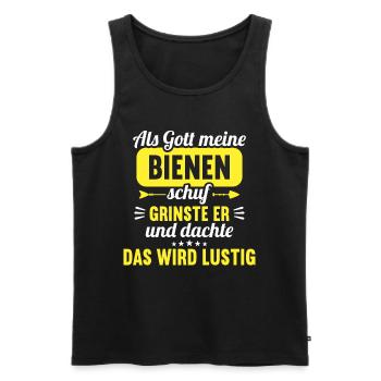 Als Gott meine Bienen schuf das wird lustig Biene - Männer Premium Bio Tank Top - Schwarz - Vorne - Michal (187cm)